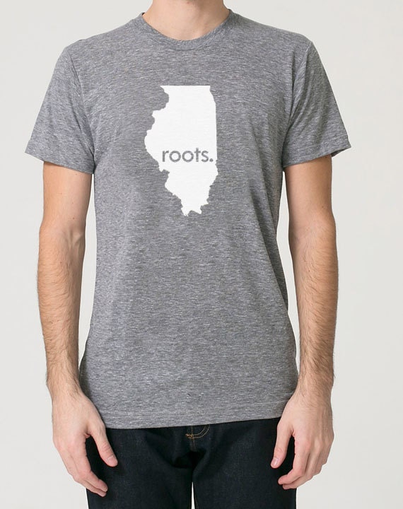 Illinois Il Roots Tri Blend Track T-Shirt - Unisex Tee Shirts Size S M L Xl