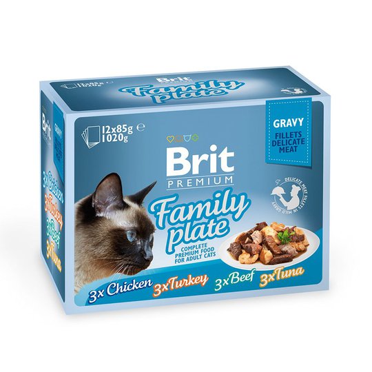 Brit Premium Pouches Fillets in Gravy Family Plate (12x85g)