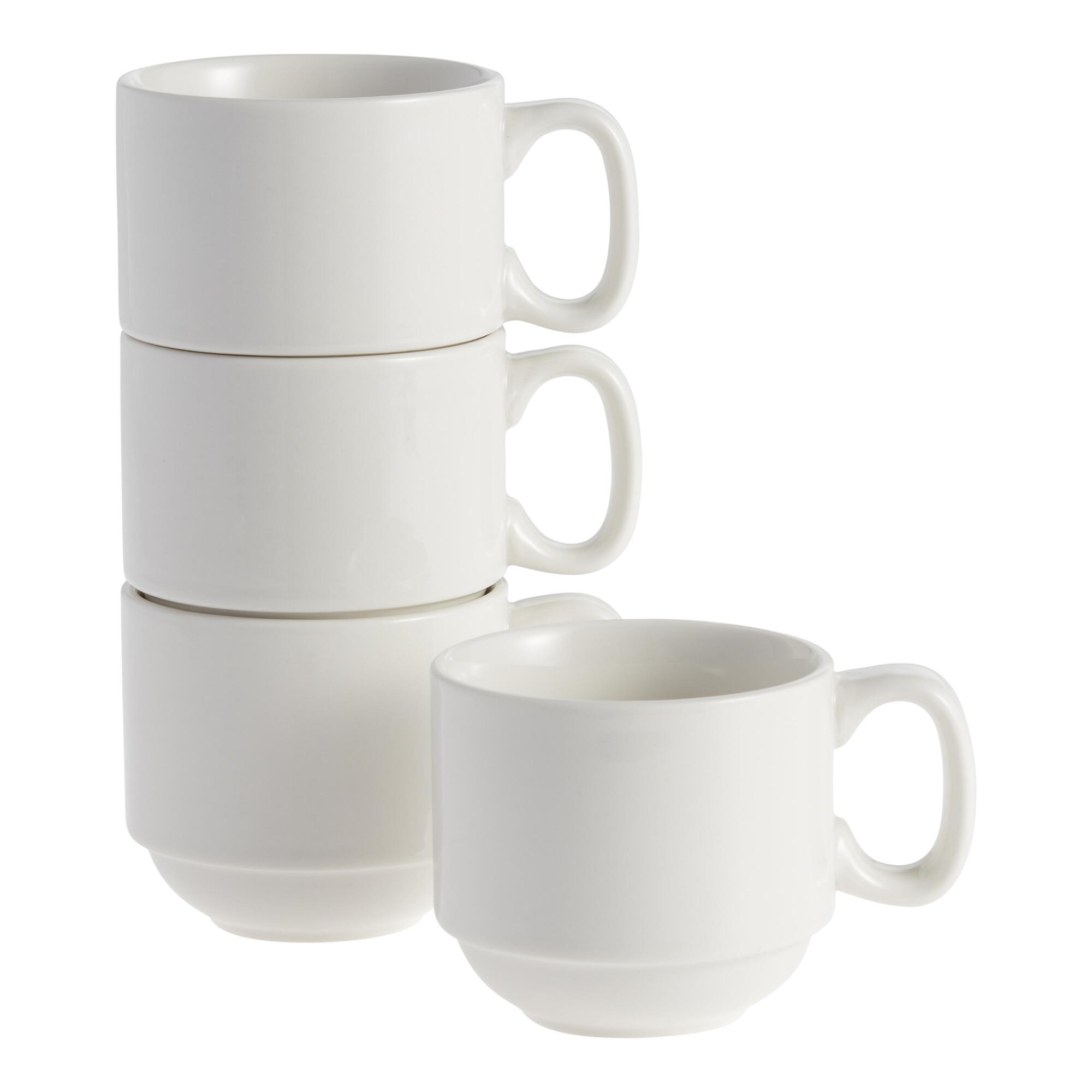 Natural White Porcelain Stacked 4 Piece Mug Set by World Market