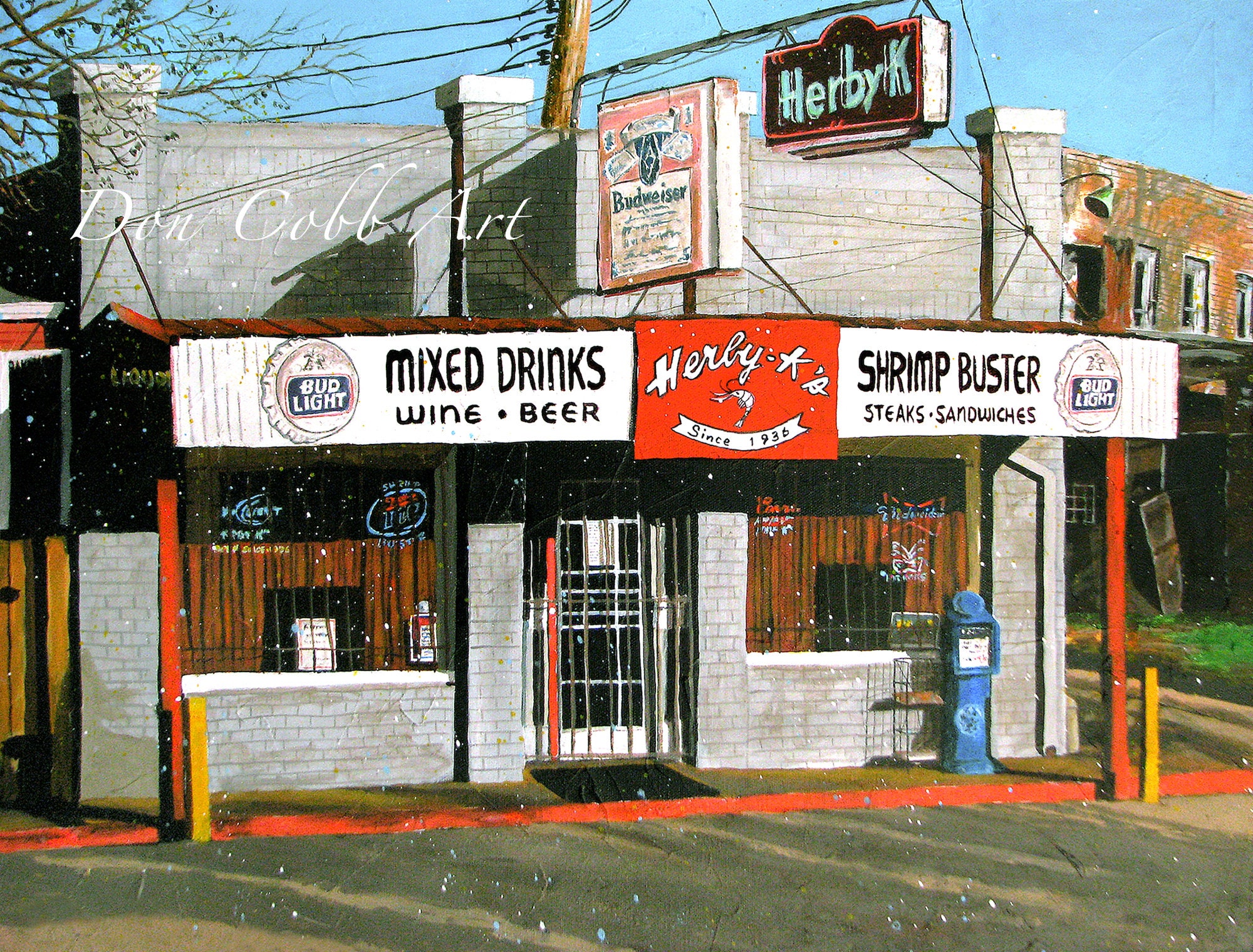 Shreveport Herby-K's Seafood Restaurant Cafe Diner Bar & Grill Art Prints Signed Numbered, Five Print Sizes