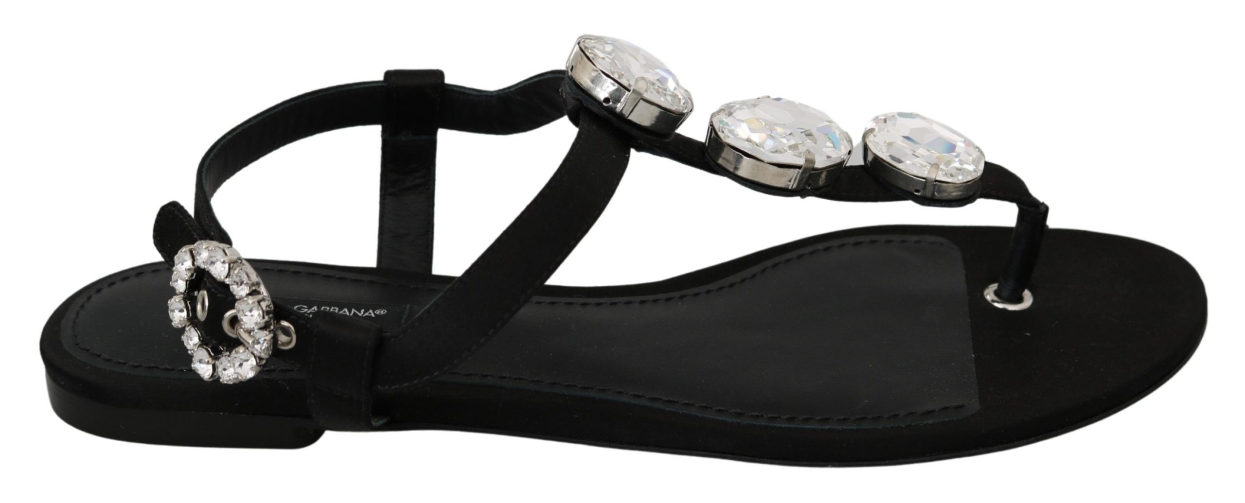 Dolce & Gabbana Women's Silk Crystal Sandal Black LA6888 - EU39/US8.5