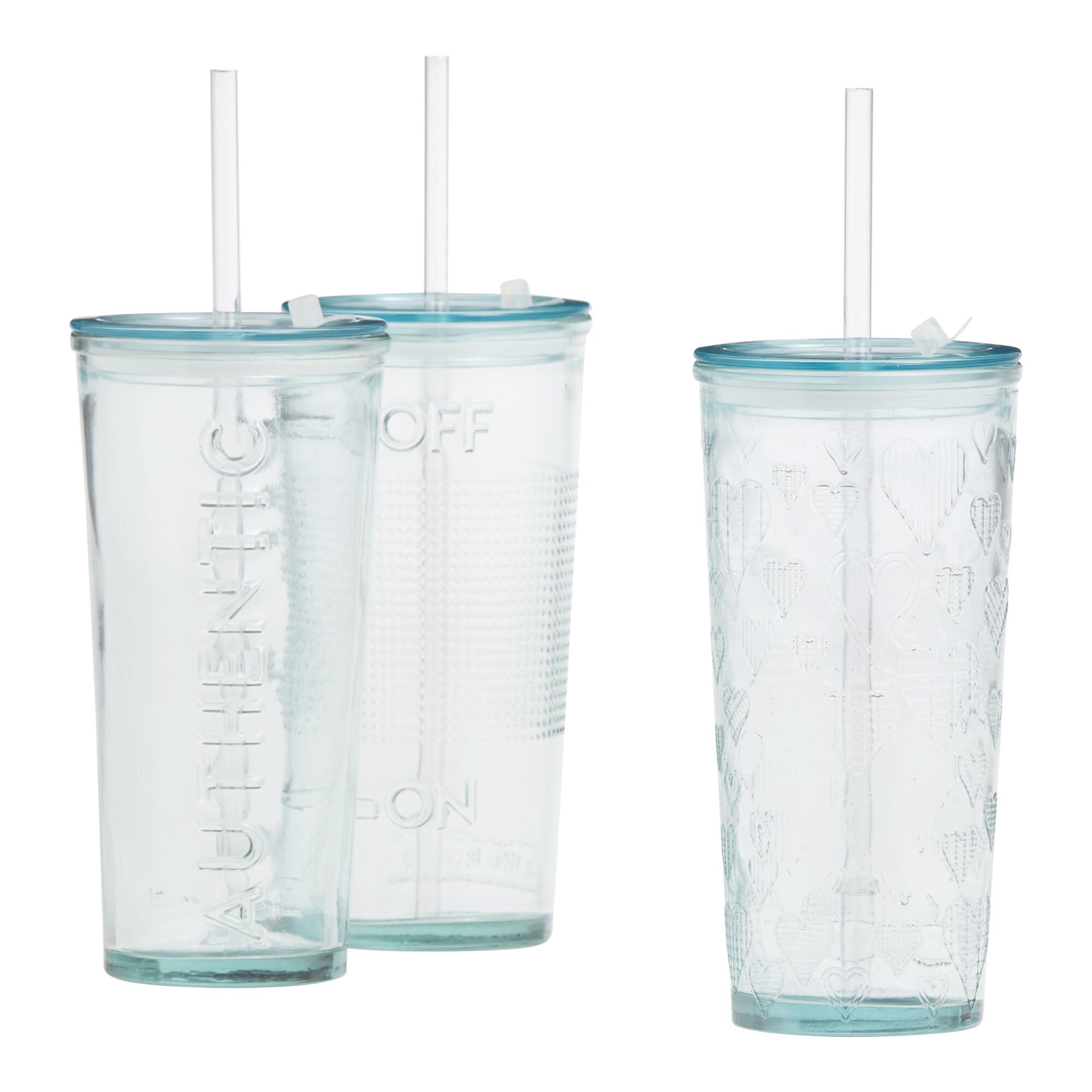 Recycled Spanish Glass To Go Tumbler with Straw by World Market