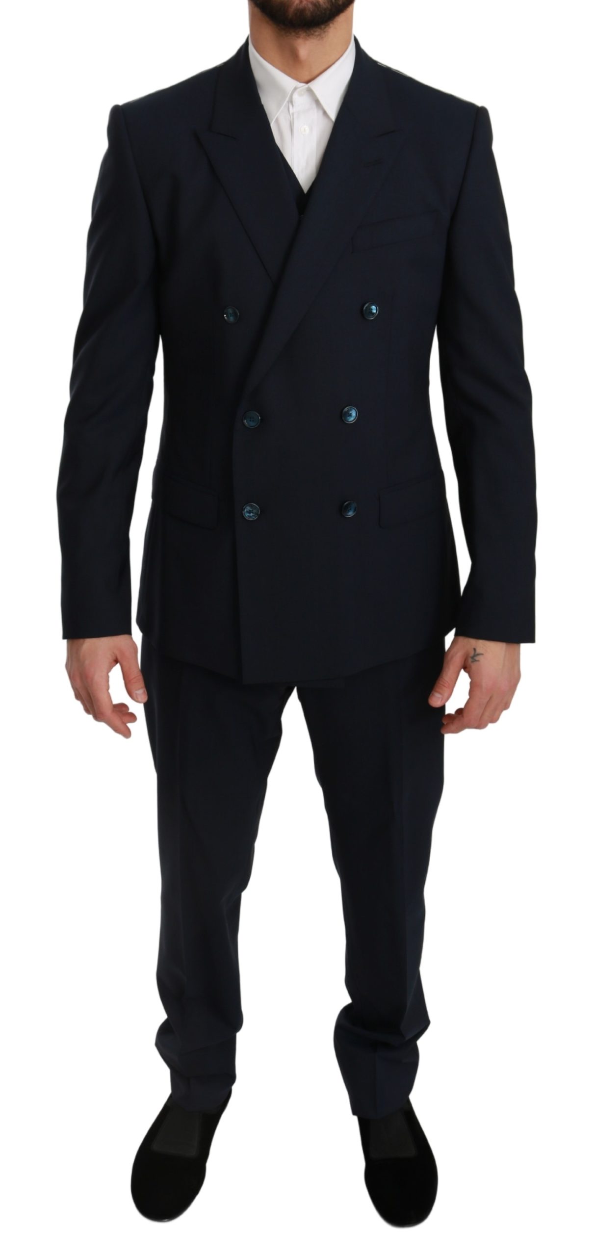 Dolce & Gabbana Men's Slim Fit 3 Piece MARTINI Wool Suit Blue KOS1765 - IT50 | L
