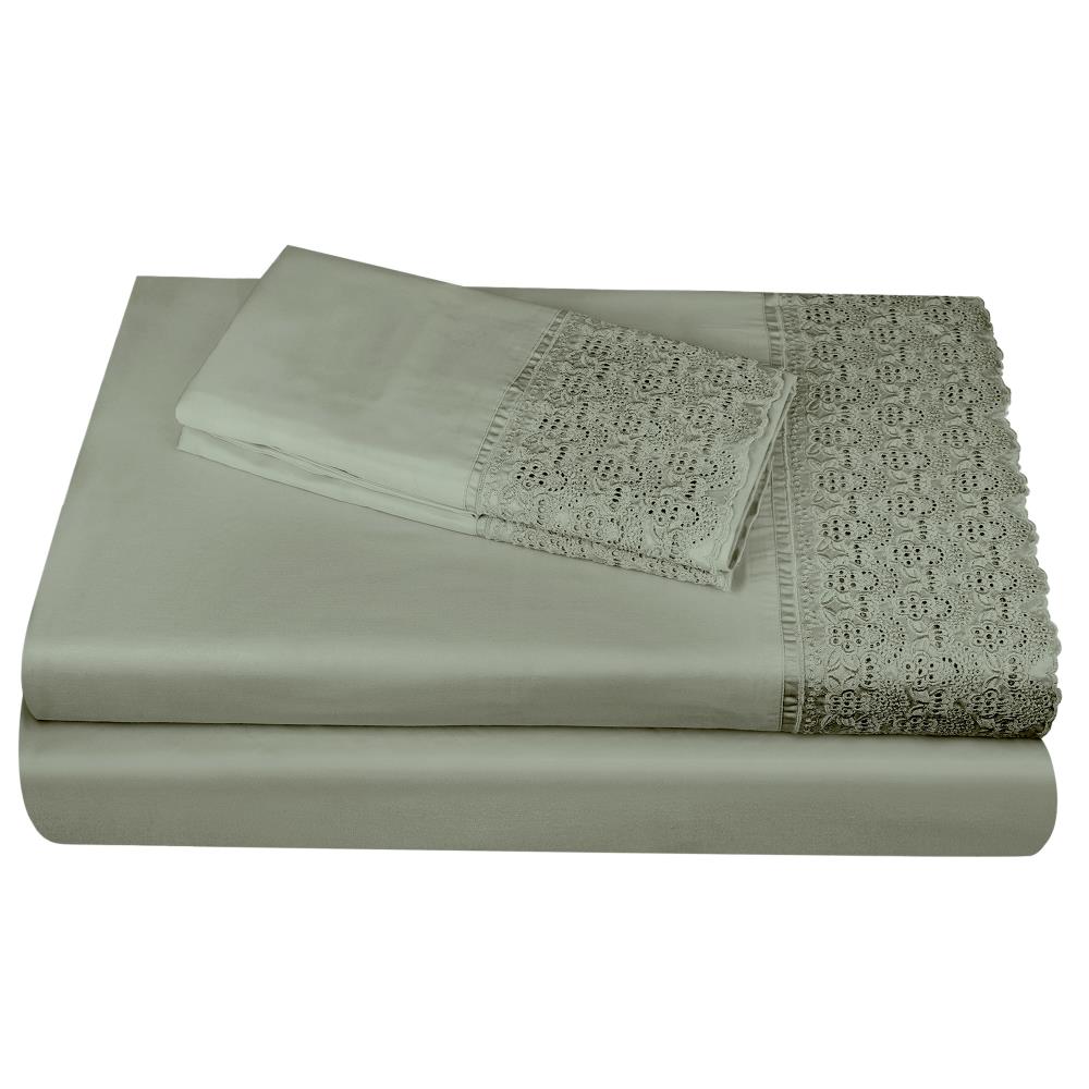 Grace Home Fashions RENAURAA Smart King Cotton Blend Bed Sheet in Gray | 1400CVC_AP-LC KG CH