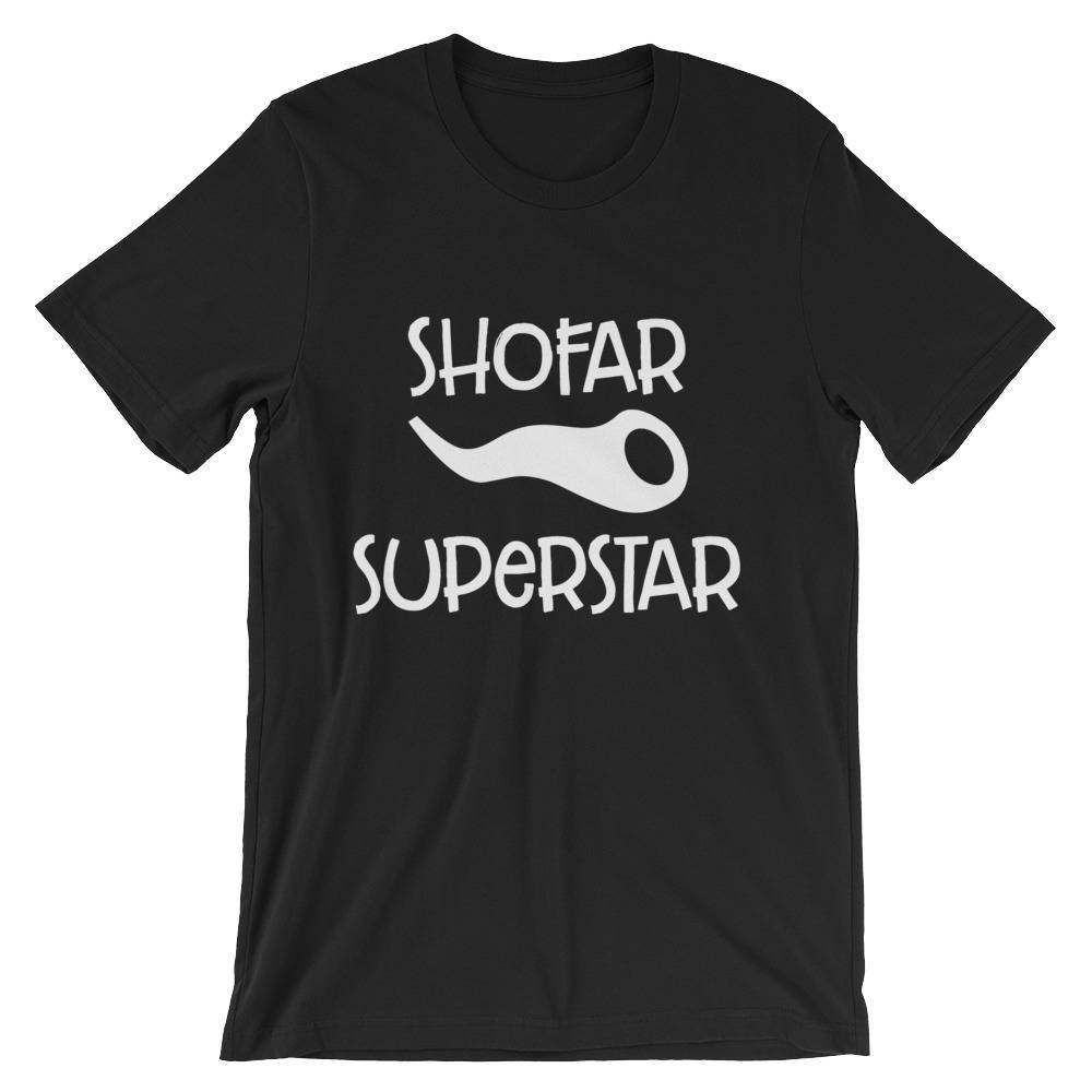 Shofar Superstar Ram's Horn Jewish New Year Holiday T-Shirt | Rosh Hashanah Musical Funny Symbol Tee Unisex Short Sleeve T-Shirt