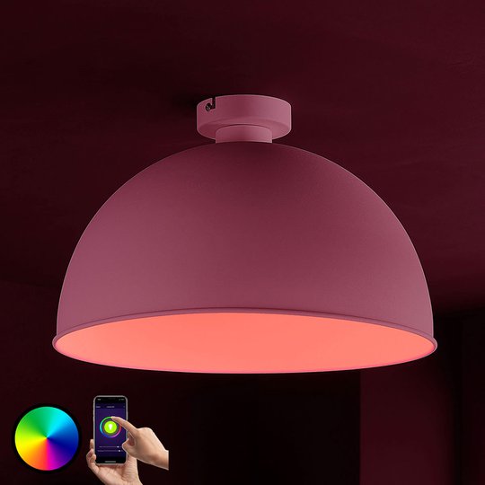 Lindby Smart LED-kattovalaisin Bowl 41 cm valk.