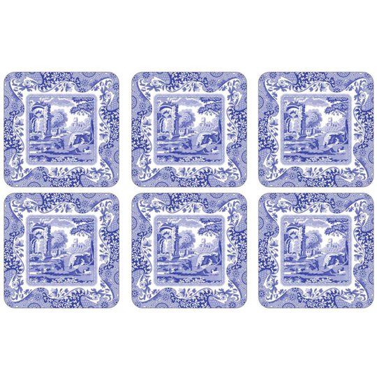 Spode Blue Italian Glasunderlägg 6-pack 10,5 x 10,5 cm