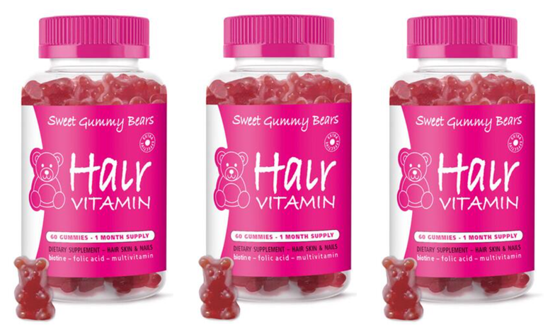 Sweet Gummy Bears - 3 x Hair Vitaminer 60 Pcs