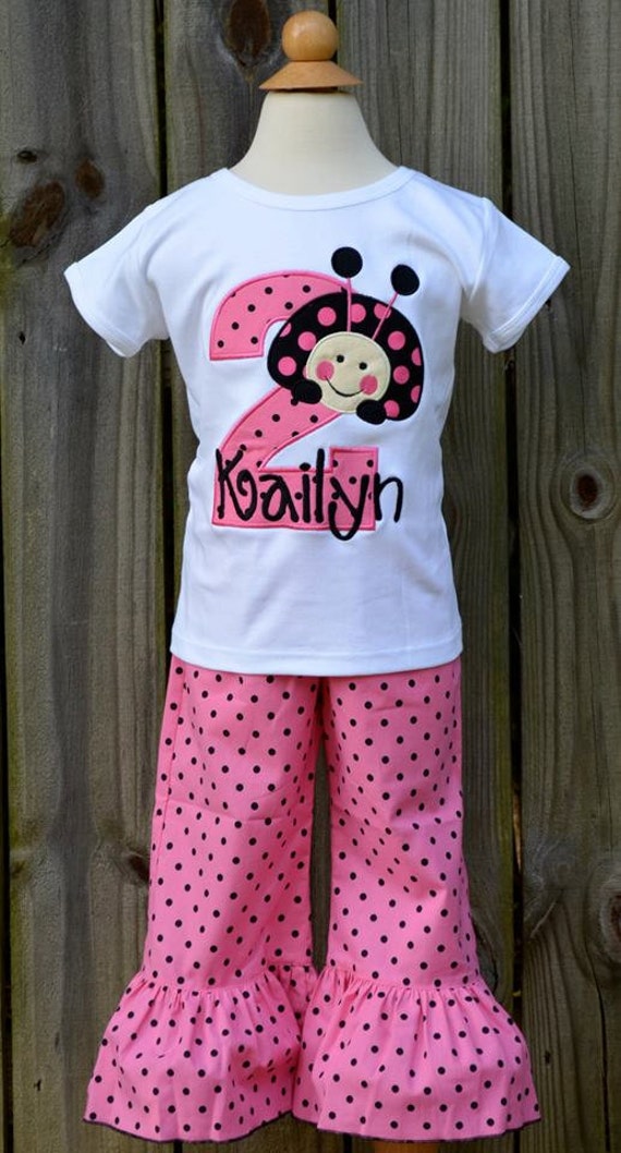 Personalized Birthday Ladybug Applique Shirt Or Bodysuit Girl Boy