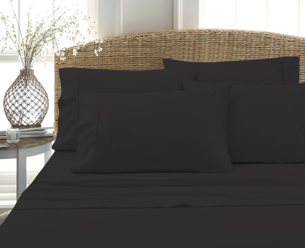 MHF Home Full Cotton Blend 6-Piece Bed Sheet Polyester in Black | M582394