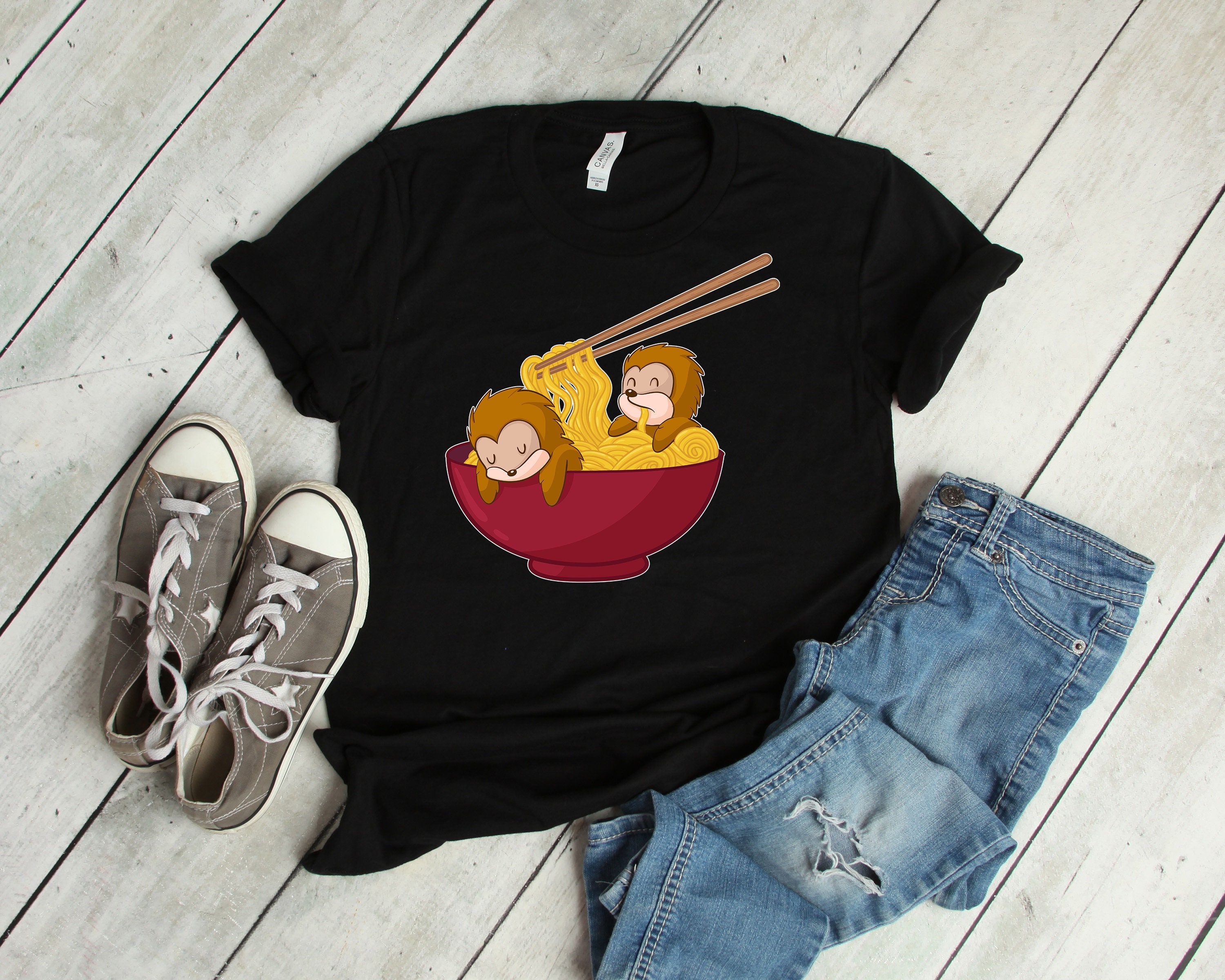 Hedgehog Japanese Chibi Ramen Bowl Noodles Lover Shirt Women Men Kids Anime Hoodie Sweatshirt/Kawaii Pho T-Shirt Gifts