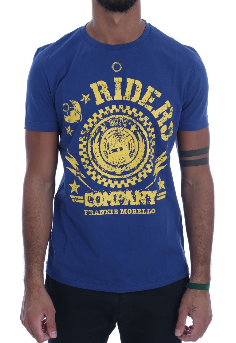 Frankie Morello Men's RIDERS Crew Neck T-Shirt Blue TSH1267 - L