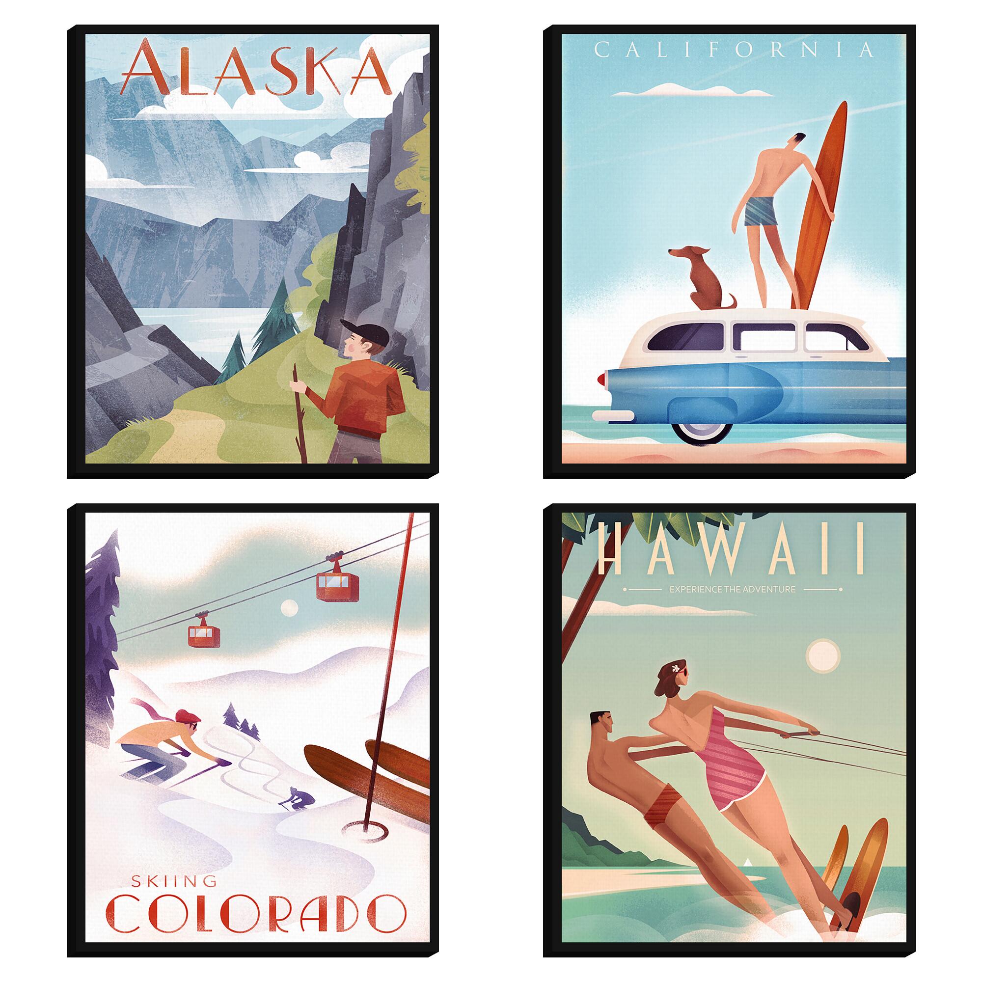 Travel Posters by Martin Wickstrom Canvas Wall Art 4 Piece by World Market