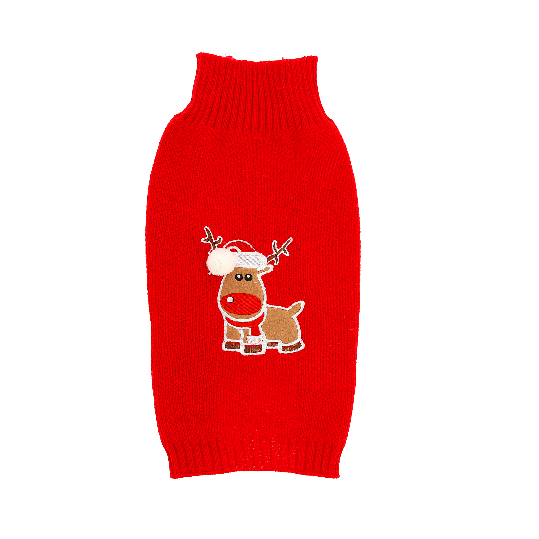 Dogman Stickad tröja Julmotiv Ren Röd 20cm