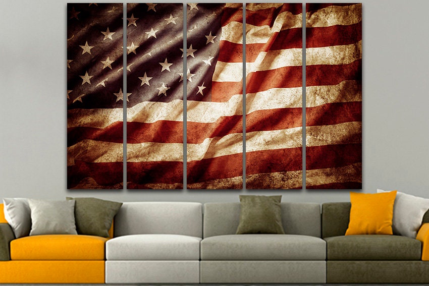 American Flag Wall Art United States Us Canvas Flag Us Print National Photo