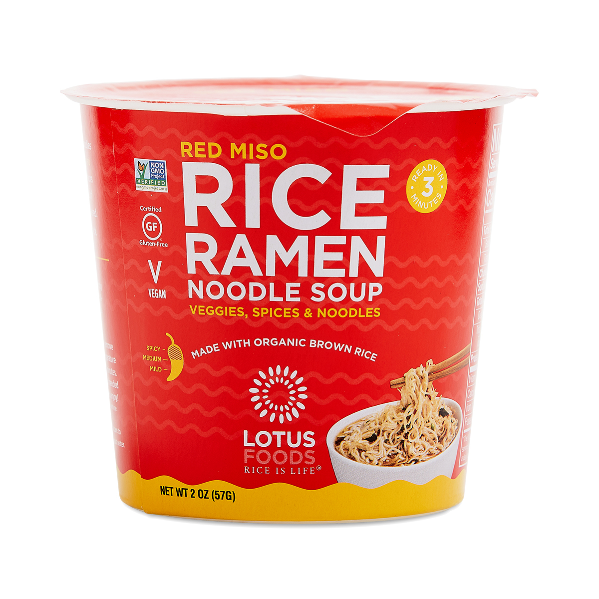 Lotus Foods Red Miso Rice Ramen Noodle Soup Cup 2 oz cups