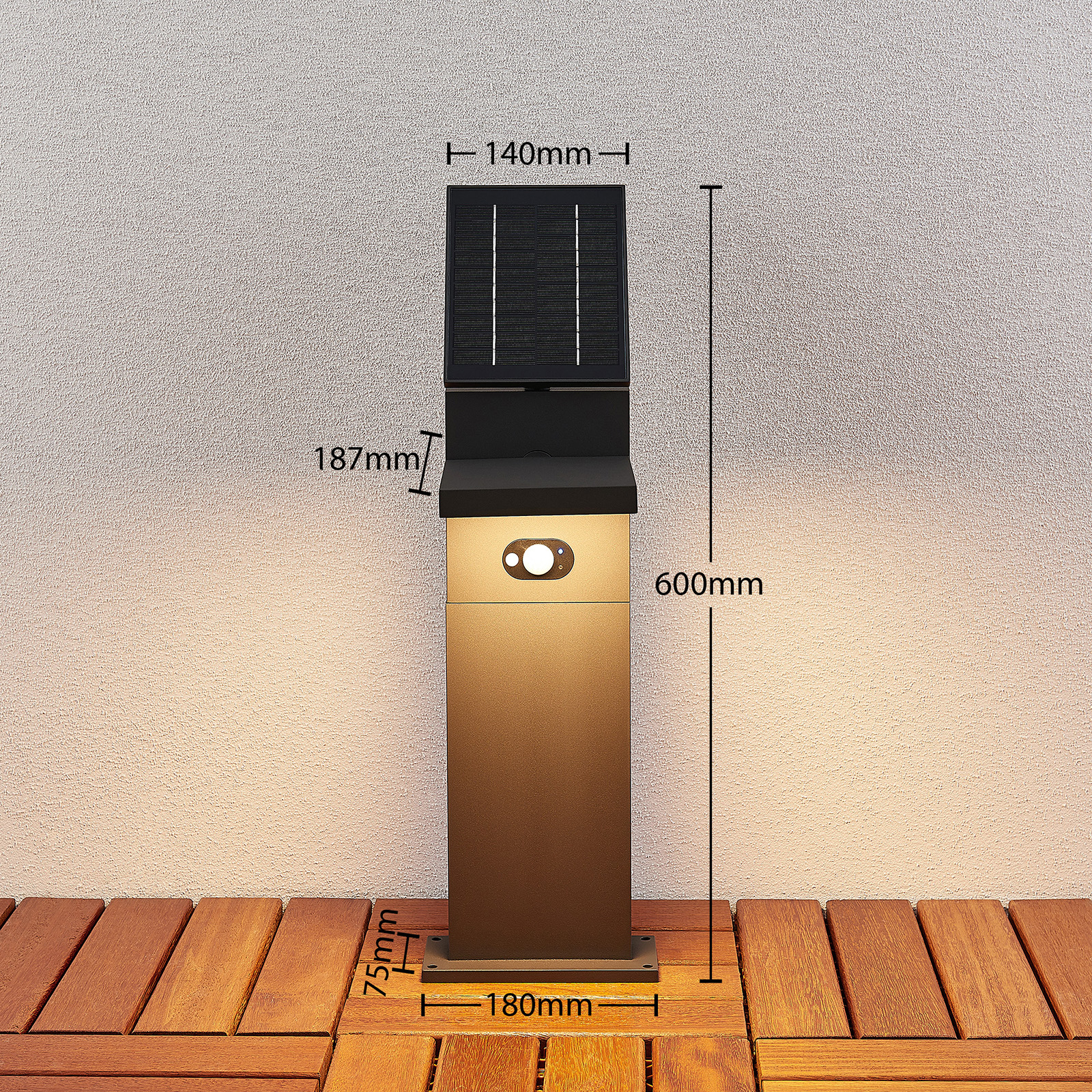 Aurinkokäyttöinen LED-pylväsvalaisin Silvan, 60 cm