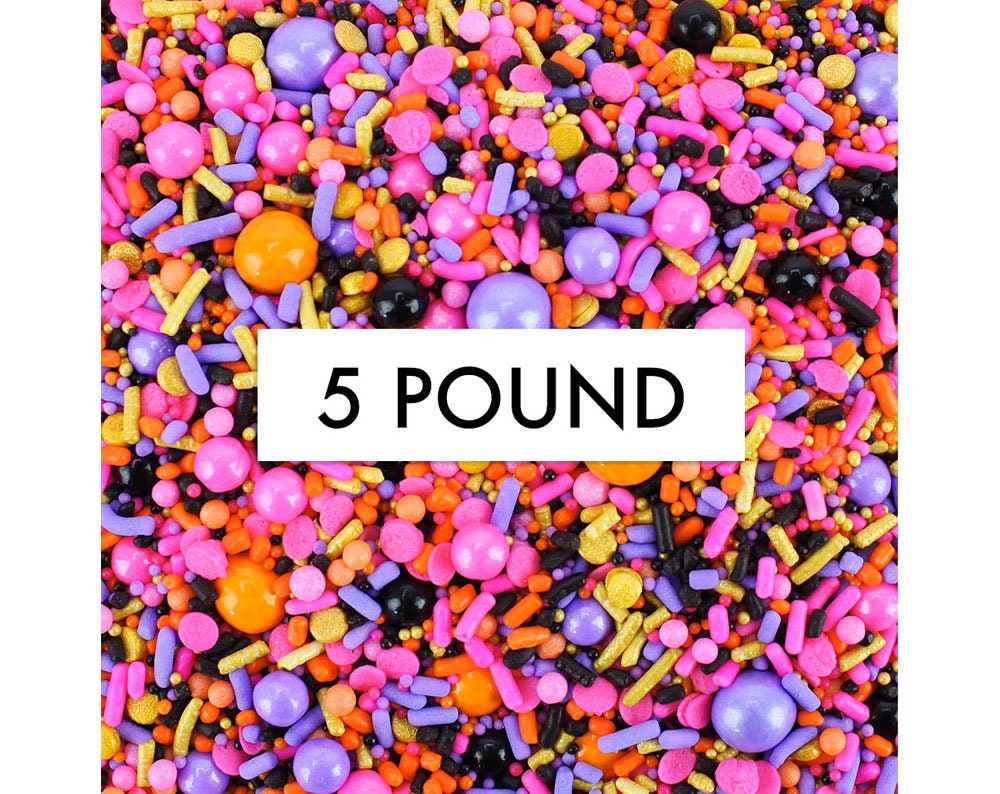 Pretty Potion Sprinkle Blend 5 lb - Our Sprinkle Blend Is An Exclusive Mix Of Vibrant Shades Orange, Pink, Lavender, Black, & Gold