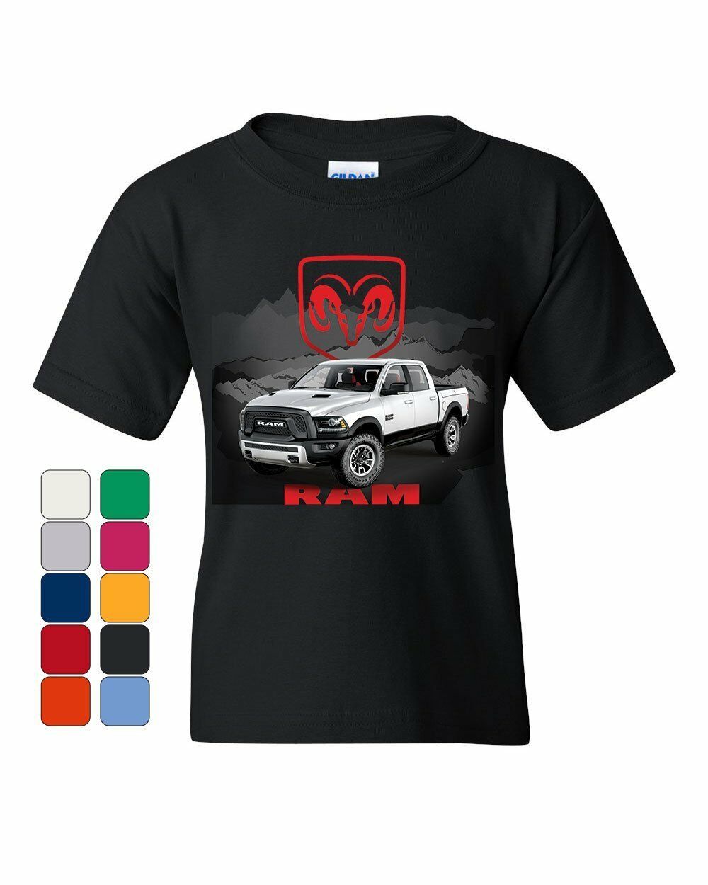 Dodge Ram White Truck Youth T-Shirt Heavy Duty Pickup Truck Kids Tee