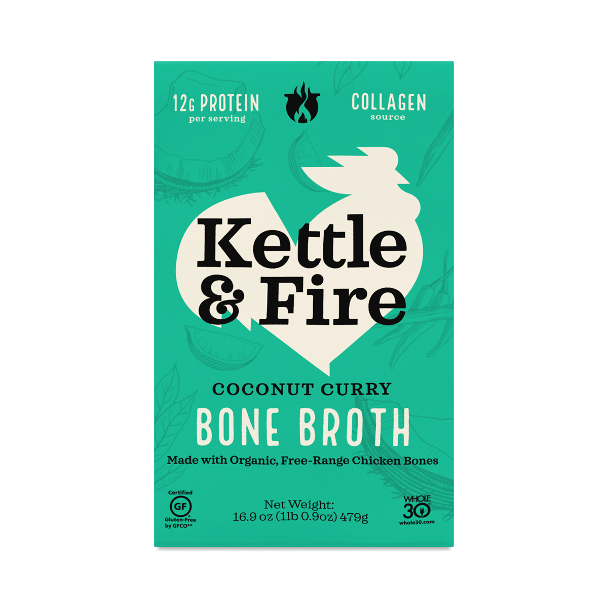 Kettle & Fire Bone Broth, Coconut Curry 16.9 oz carton