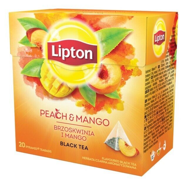 Lipton Black Tea: Peach Mango -1 box/ 20 tea bags -FREE US SHIPPING DaMaGeD BOX