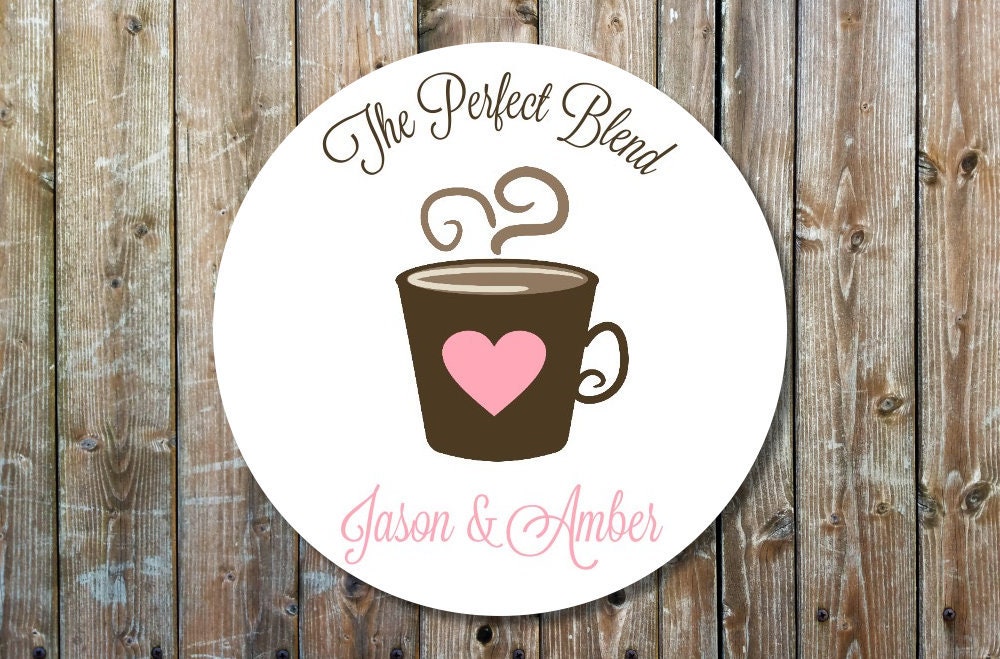 The Perfect Blend Stickers - Custom Wedding Pink & Brown Labels