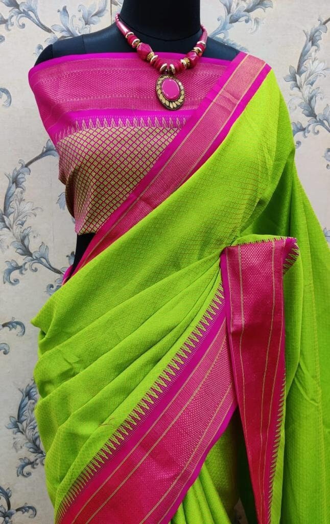 Traditional Khun Resham Blend Saree With Being Woman Blouse Piece - Ethnics Land"