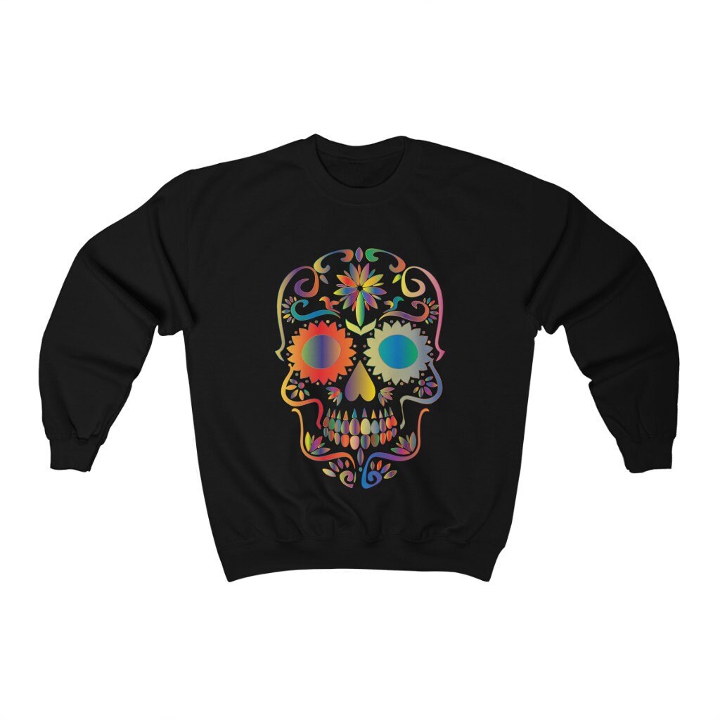 Colorful Sugar Skull Unisex Heavy Blend Crewneck Sweatshirt