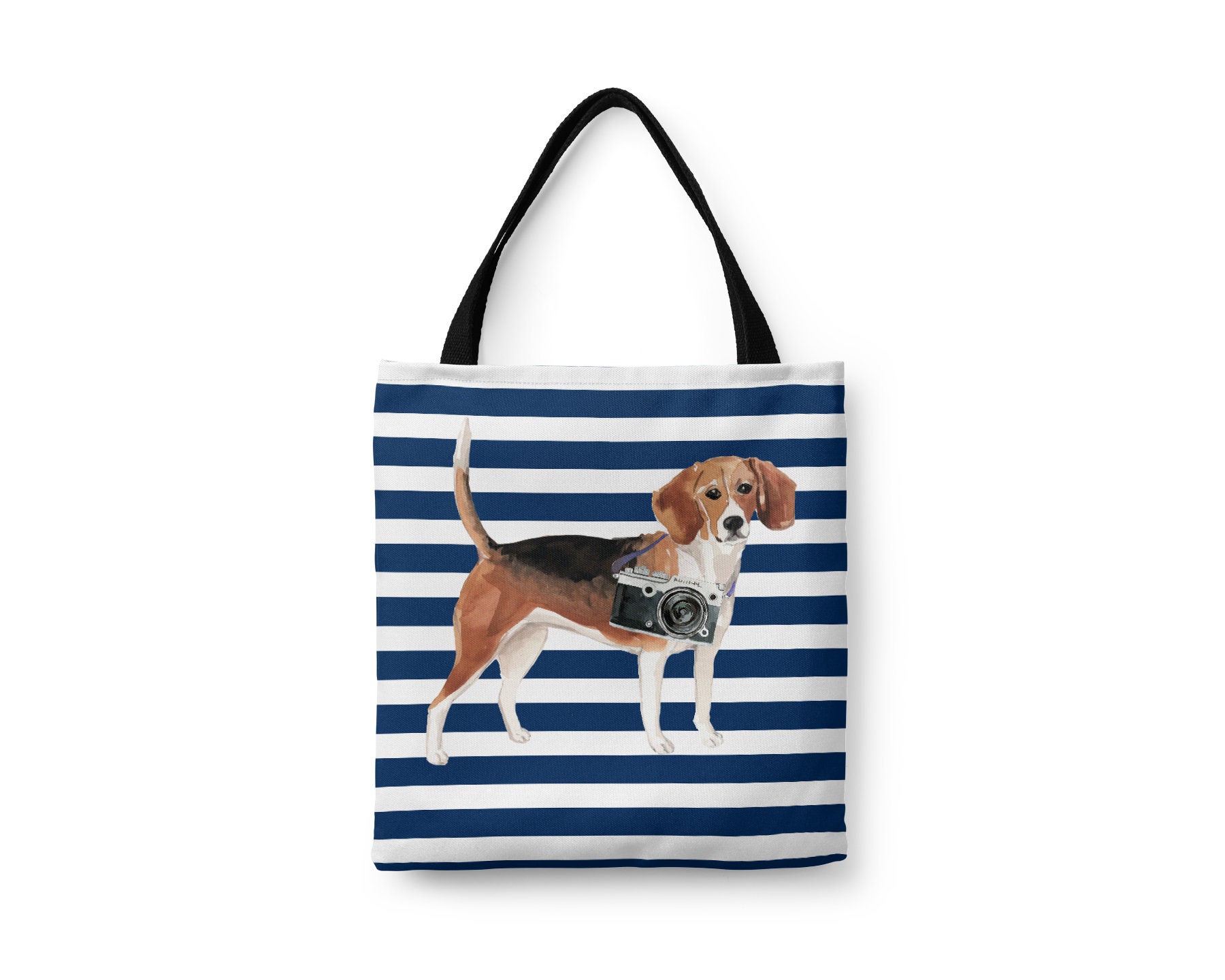 Beagle Dog Large Tote Bag - Illustrated Dogs & 6 Travel Inspired Styles. All Purpose For Books, Work, Shopping, Life... English