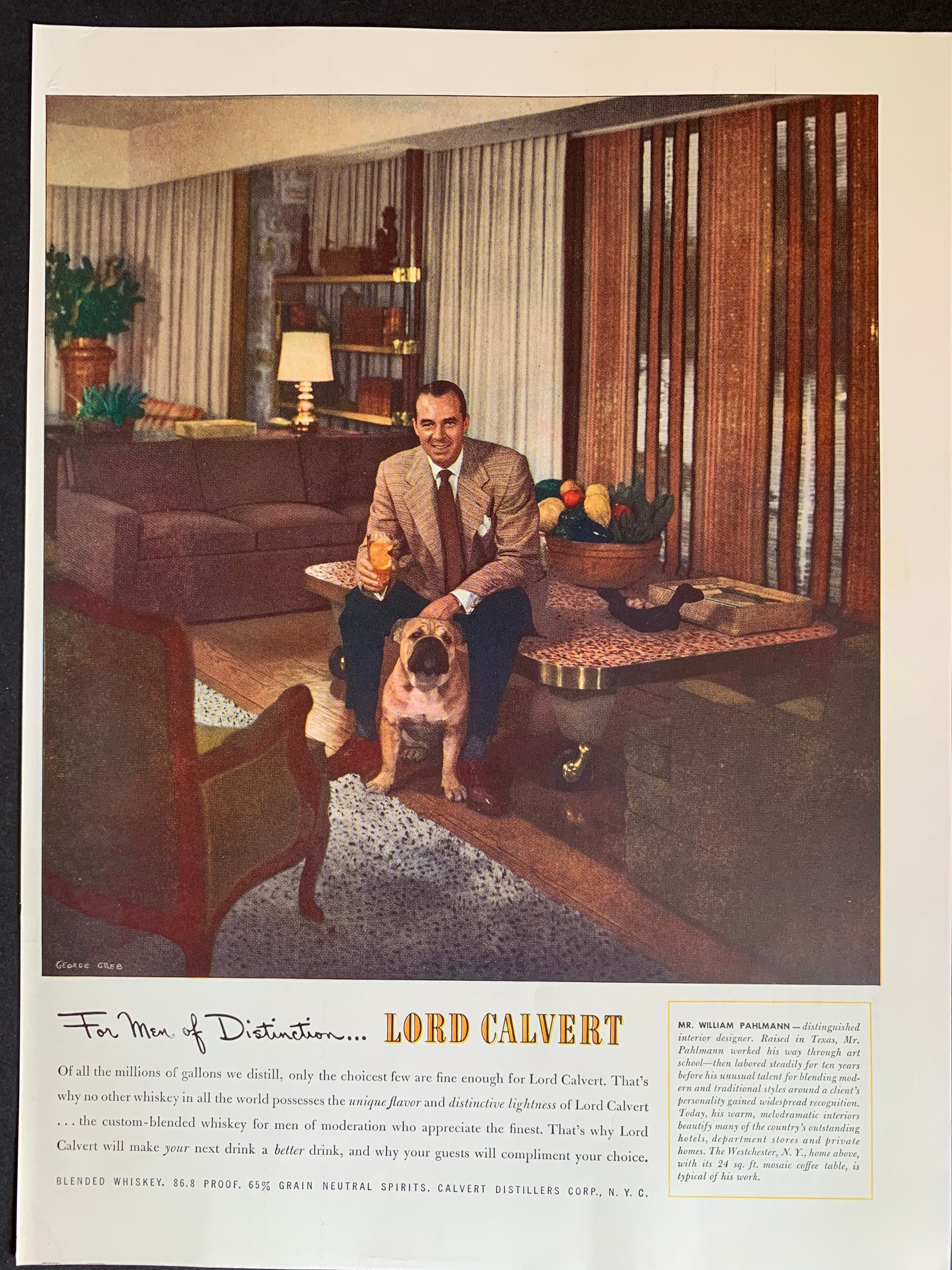 Vintage 1940S Lord Calvert Blended Whiskey Ad