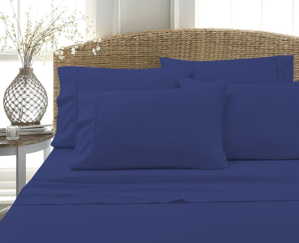 MHF Home Twin Cotton Blend 4-Piece Bed Sheet in Blue | M582424