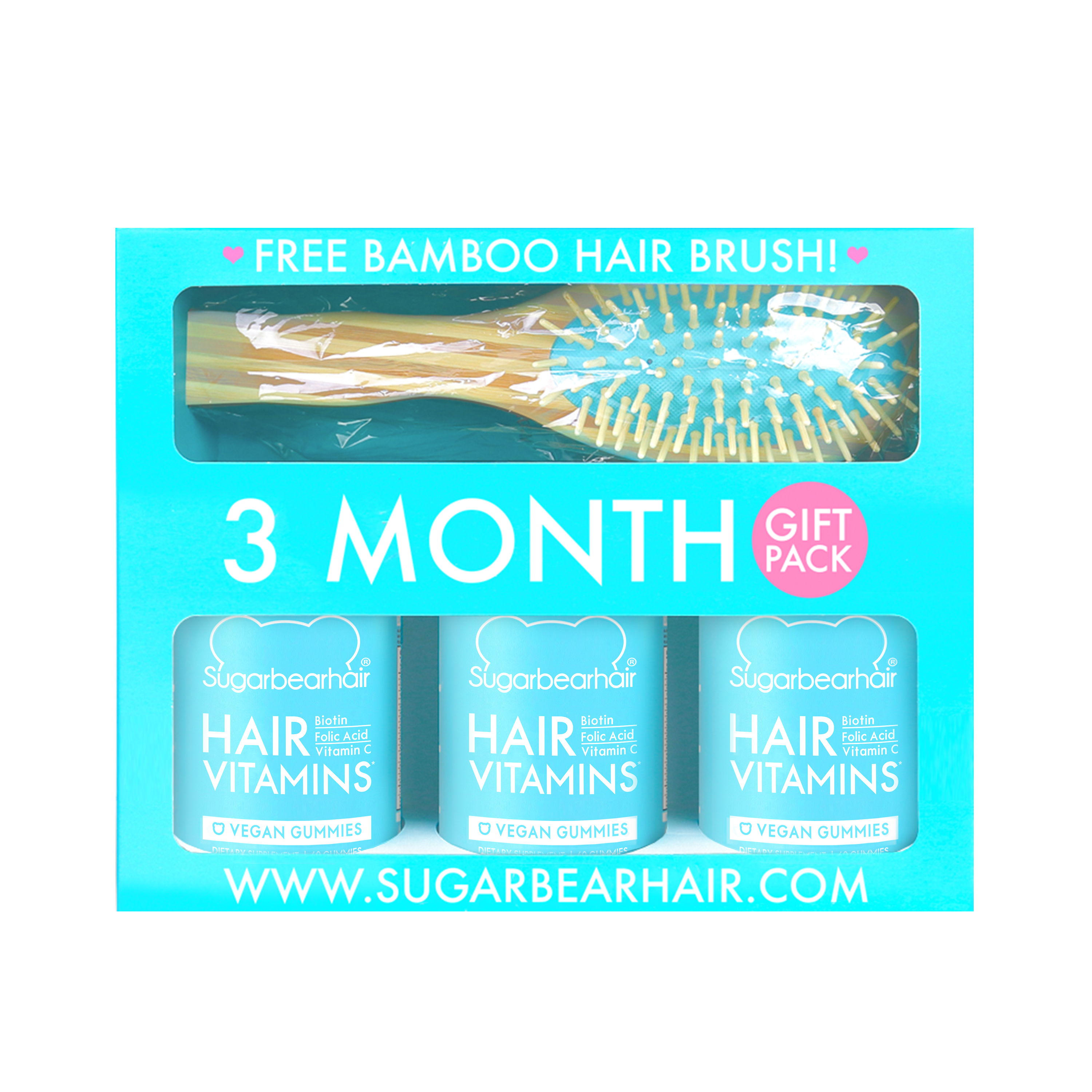 SugarBearHair - Vitamins 3 Month Supply 180 Psc & Hair Brush