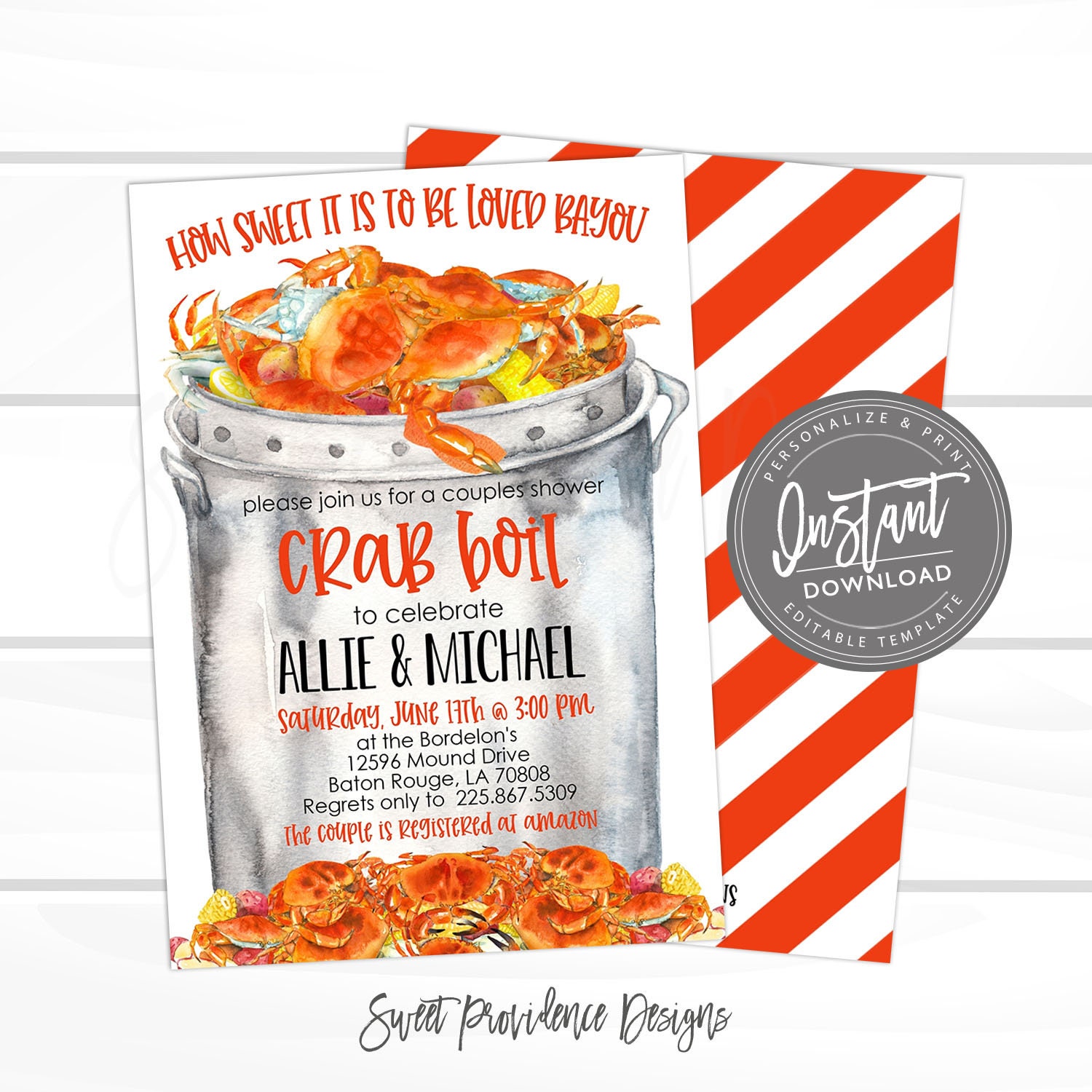 Crab Boil Invitation, Seafood Couples Shower Invite, Editable Couple Shower, Any Event Instant Access - Edit Now