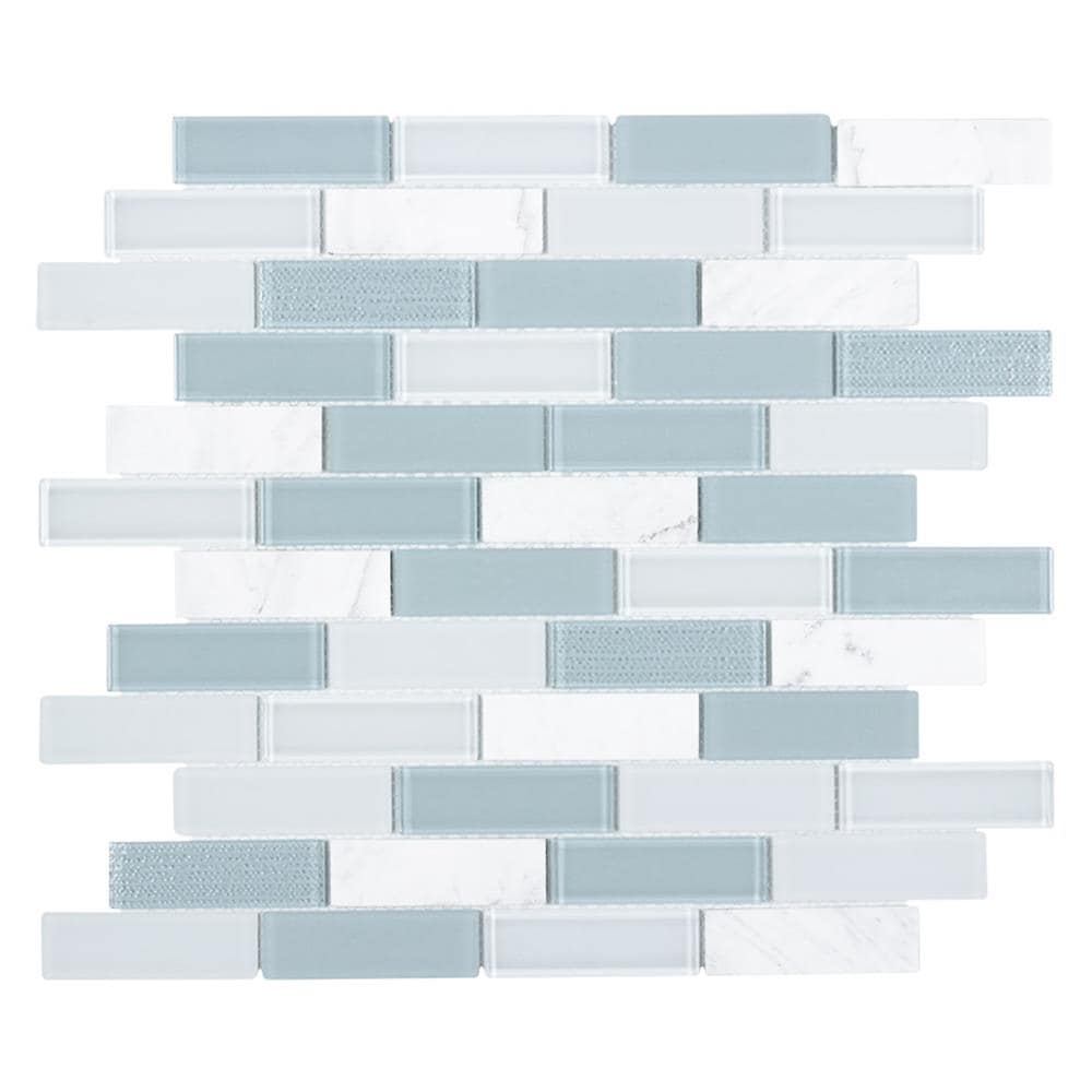 Elida Ceramica Skylight Blended Glass 12-in x 12-in Multi-finish Glass; Stone Linear Subway Wall Tile | SGBM
