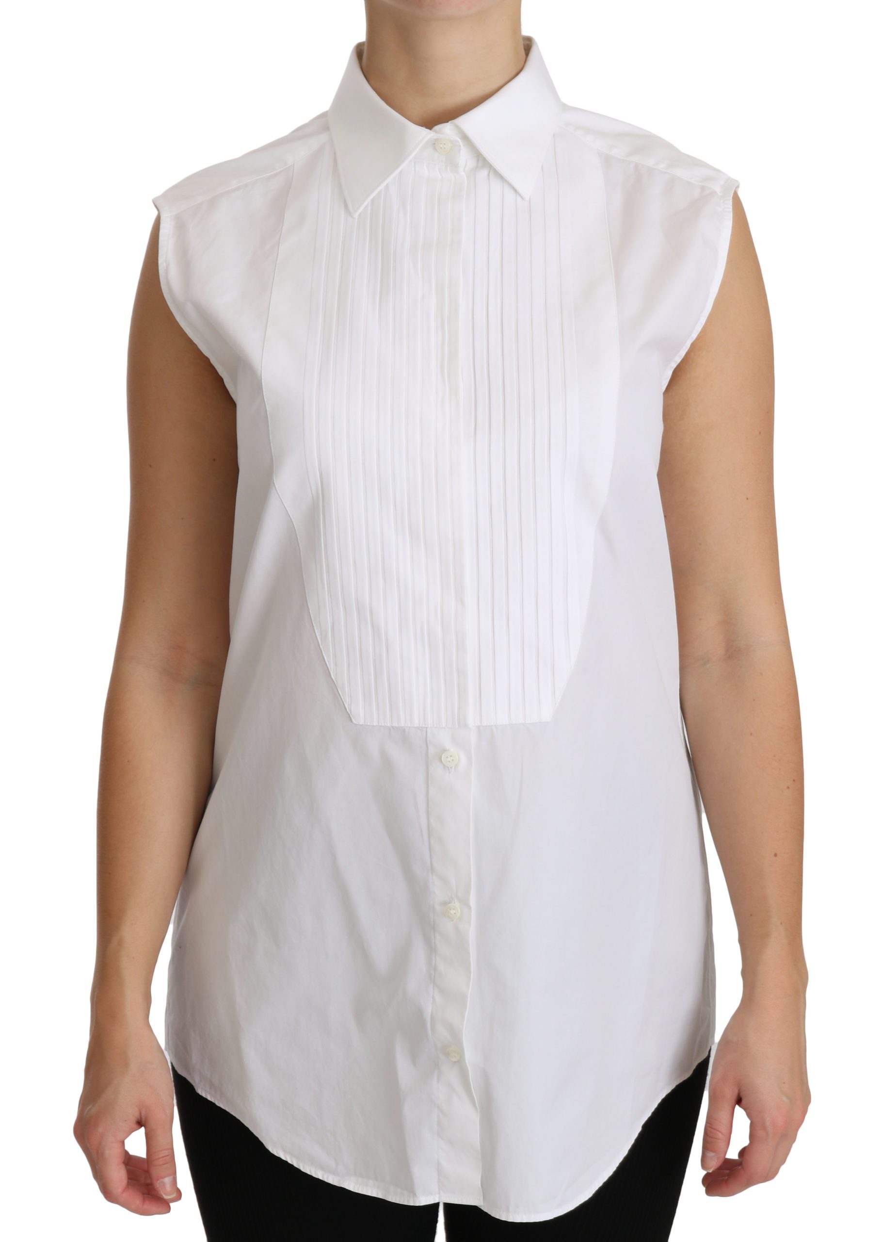 Dolce & Gabbana Women's Collared Sleeveless Polo Shirt White TSH4317 - IT44|L