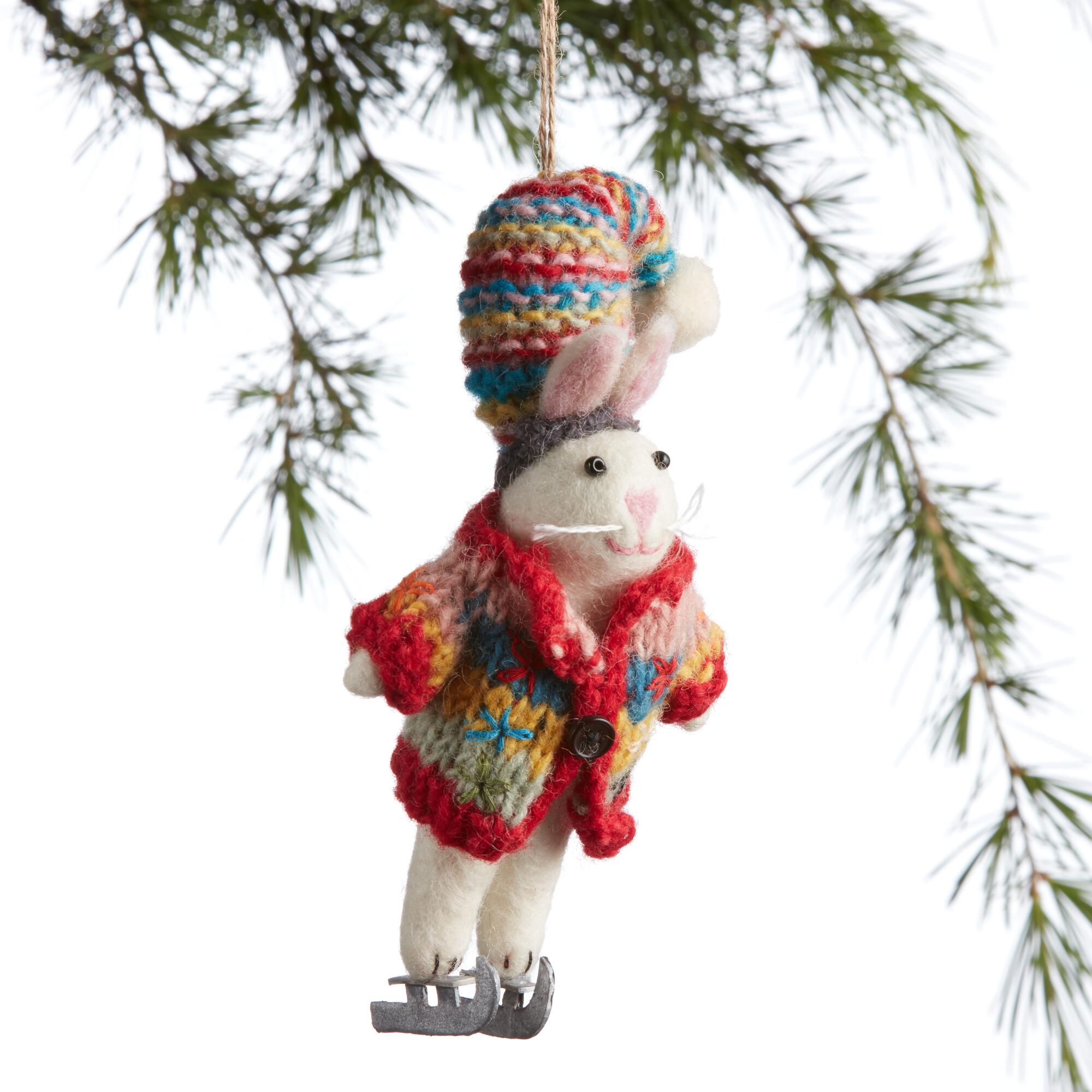 Felted Wool Boho Bunny Ornament: Multi by World Market