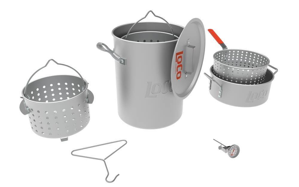 LoCo COOKERS 30-Quart Aluminum Stock Pot Lid(s) Included Basket(s) Included | LCBFSPT30