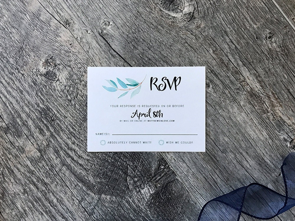 Garden Party Rsvp Card | Floral Watercolor Wedding Eucalyptus Response Cards