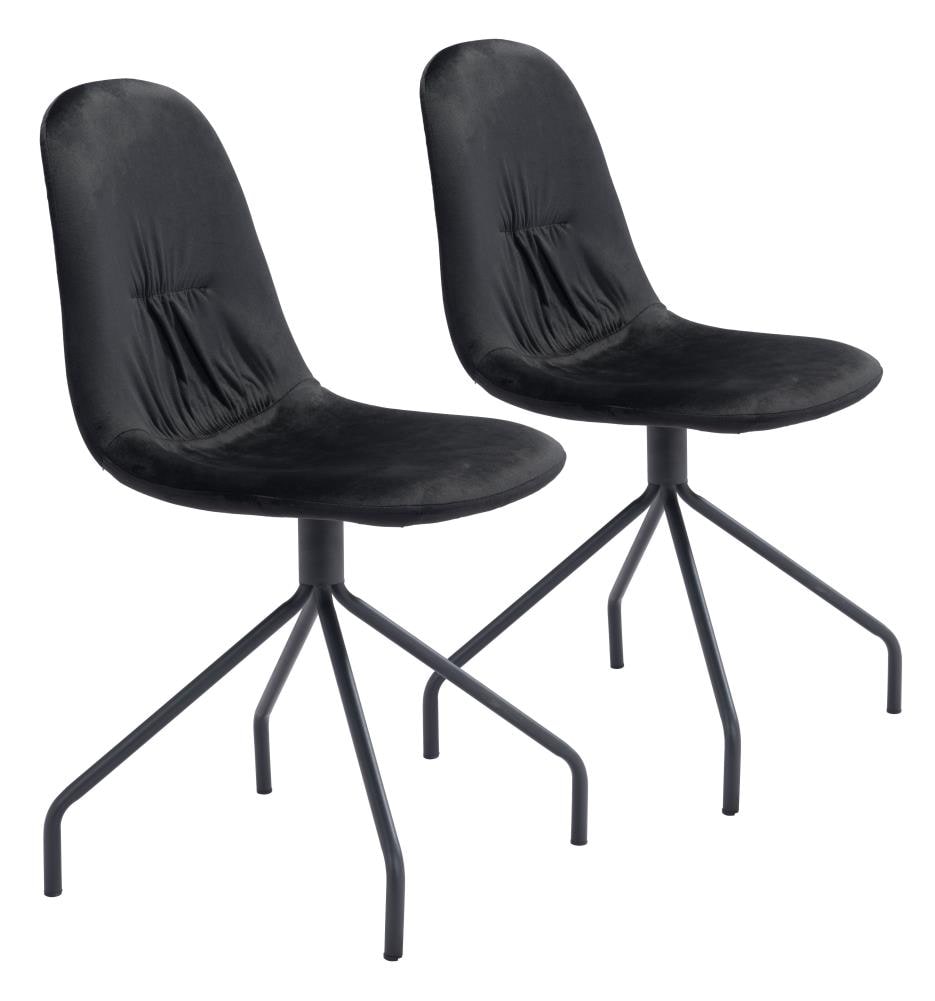 Zuo Modern Set of 2 Slope Contemporary/Modern Polyester/Polyester Blend Upholstered Dining Side Chair (Metal Frame) in Black | 101528