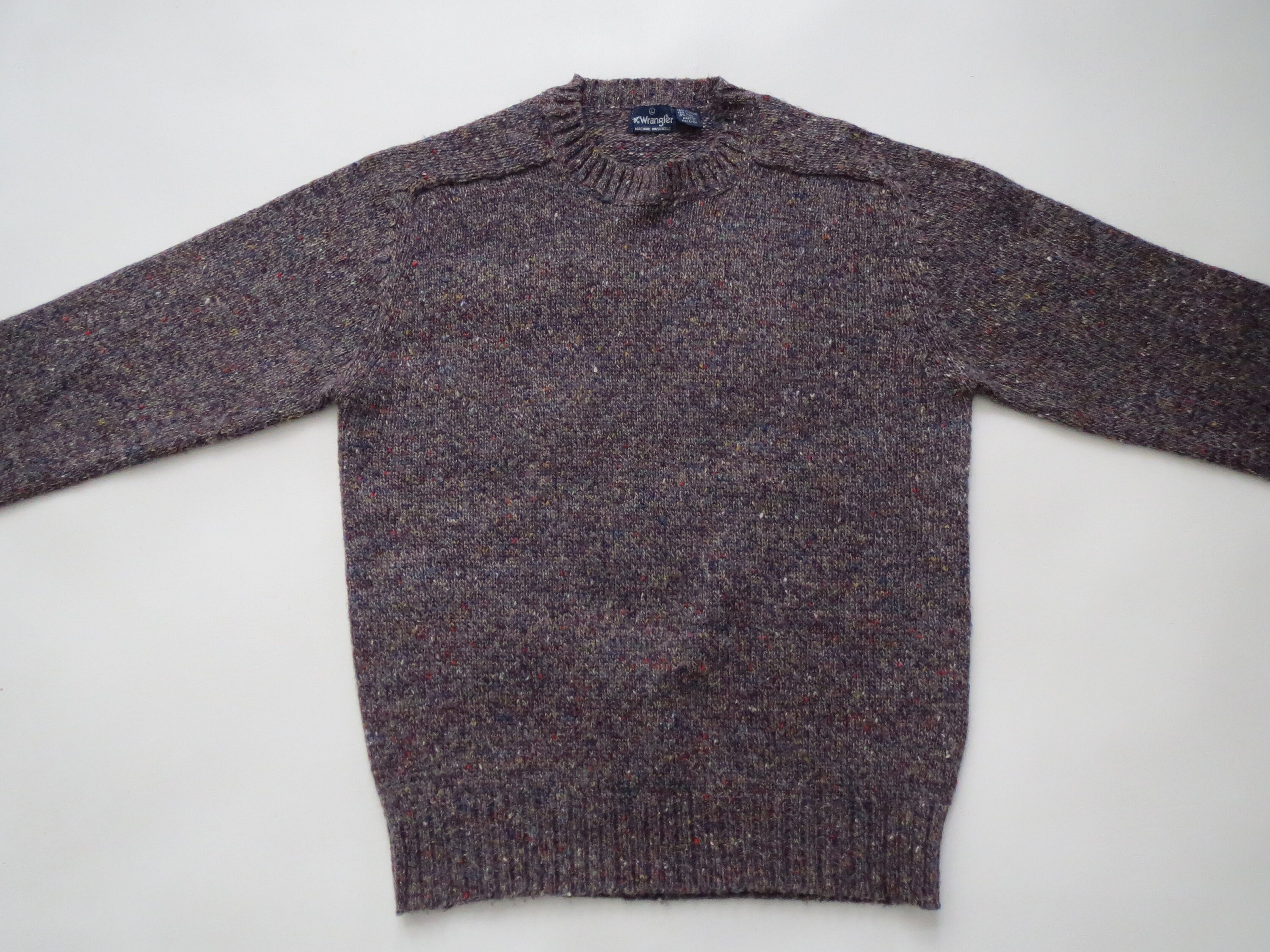 Wrangler Wool Blend Sweater Vintage Crewneck Heather Flecked Pullover Clothing Unisex Men's Large L