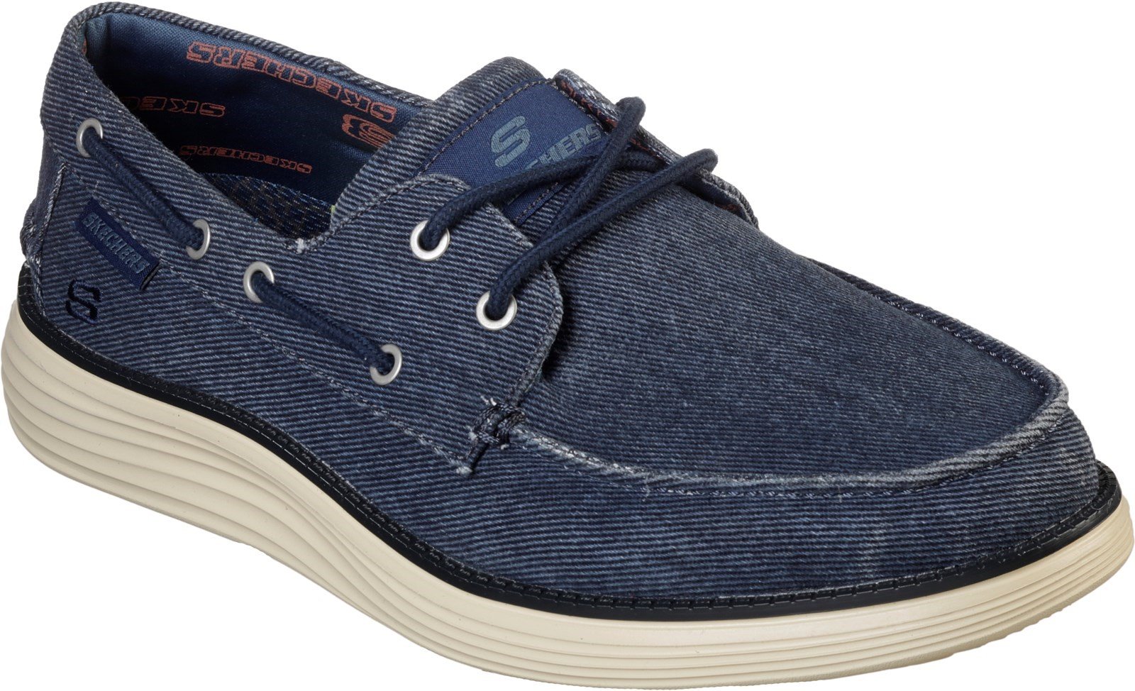 Skechers Men's Lorano Moc Toe Canvas Lace Up Trainer Various Colours 28491 - Navy 6