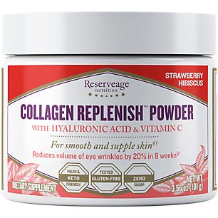 Collagen Replenish Powder with Hyaluronic Acid & Vitamin C - Strawberry Hibiscus (30 Servings)