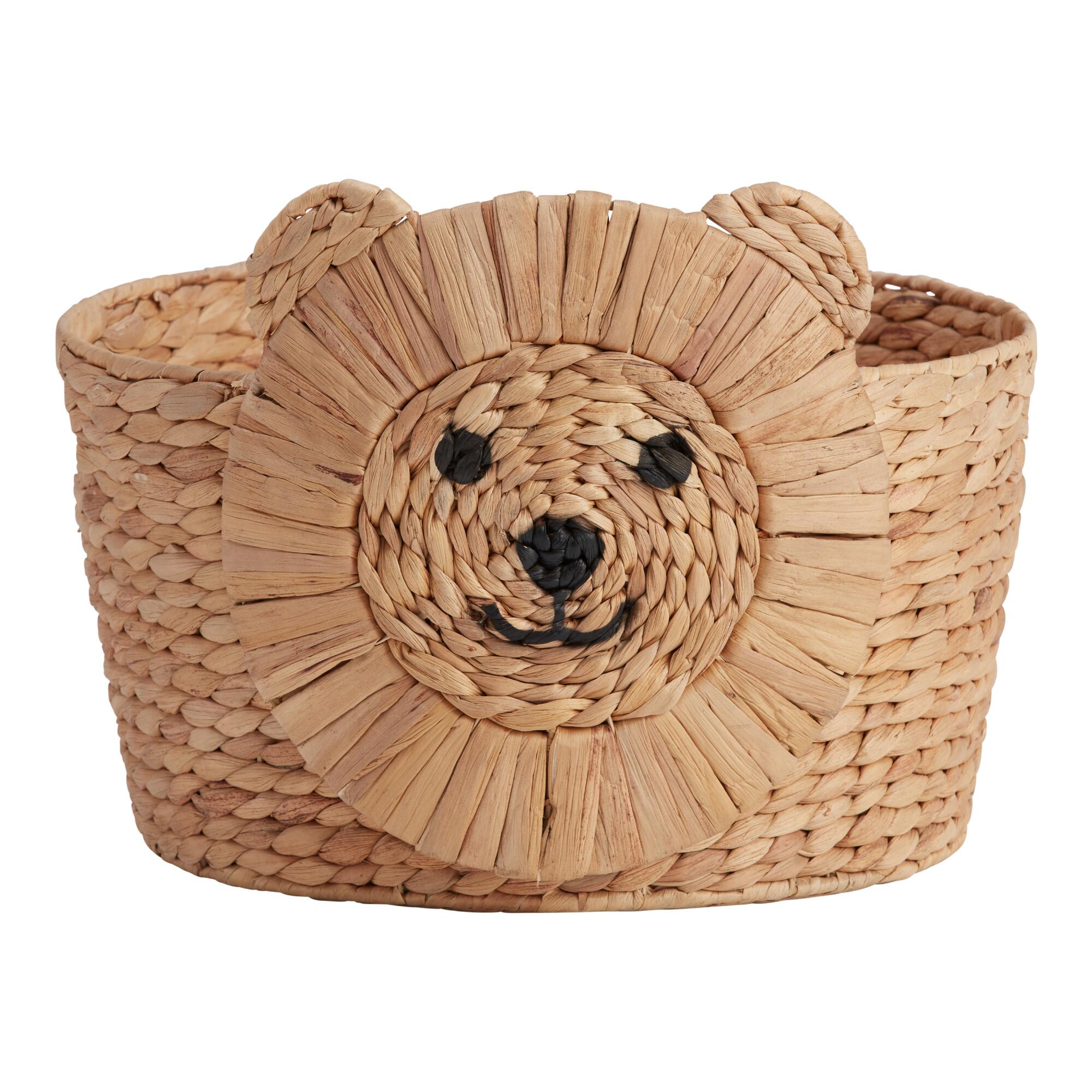 Natural Hyacinth Lion Leon Basket - Wood by World Market
