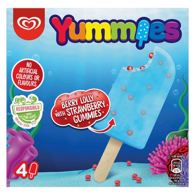 Yummies Ocean Ice with Blue Raspberry and Strawberry Gummies
