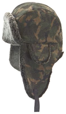 Crown Cap Shearling Aviator with Melton Wool Blend Camouflage - Camo/Grey - M