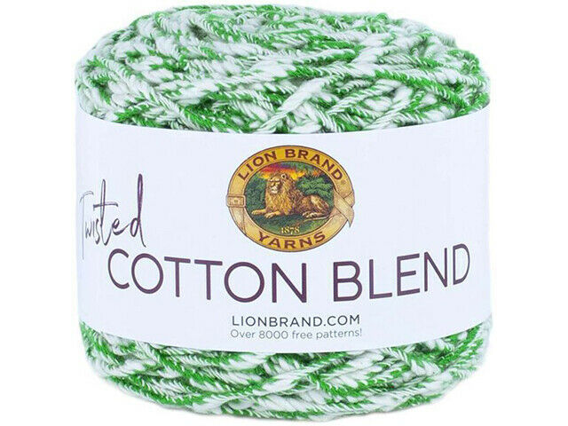 Lion Brand Twisted Cotton Blend Yarn in Grass/Ecru #45404