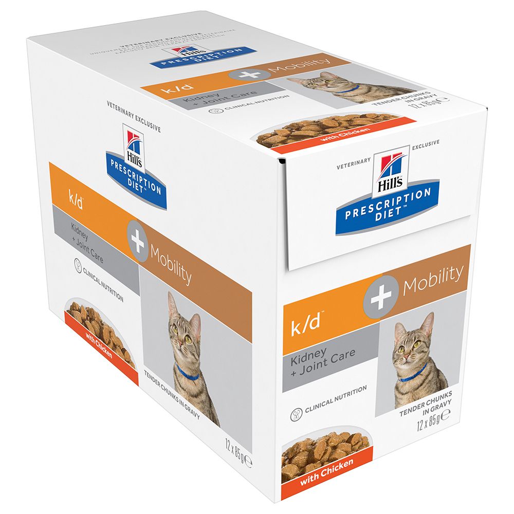 Hill's Prescription Diet Feline k/d+Mobility Kidney+Joint Care - Chicken - 12 x 85g pouches