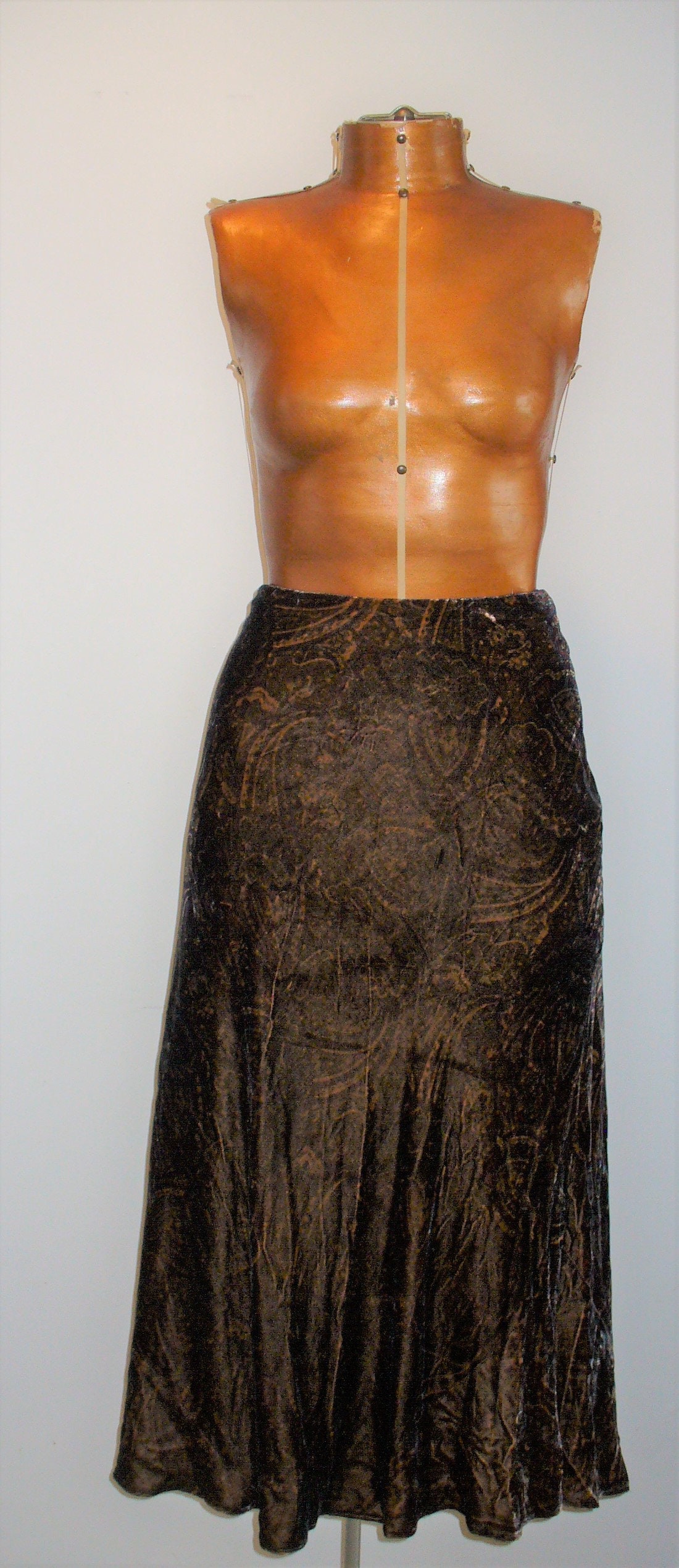 Vintage Ralph Lauren Brown Silk Blend Paisley Skirt Size 12P