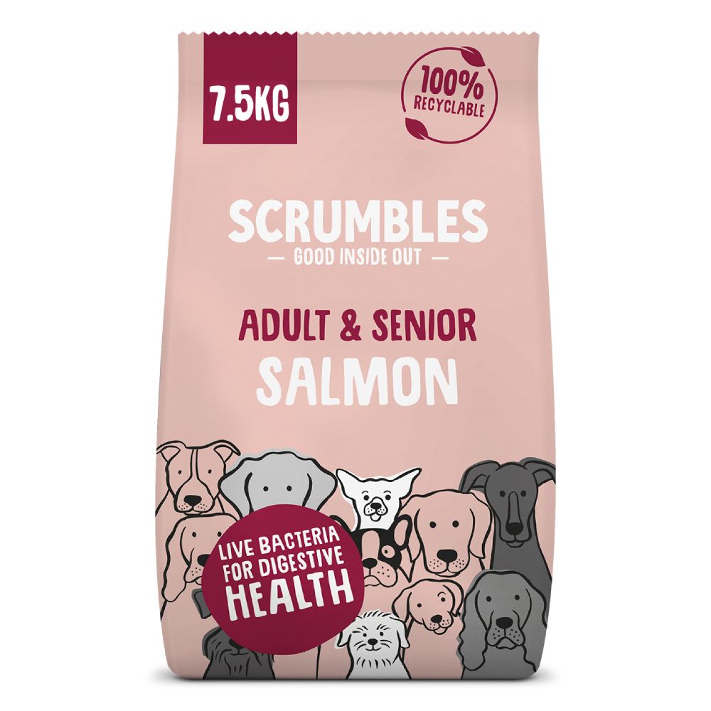 Scrumbles Adult & Senior Salmon Dry Dog Food - 7.5kg