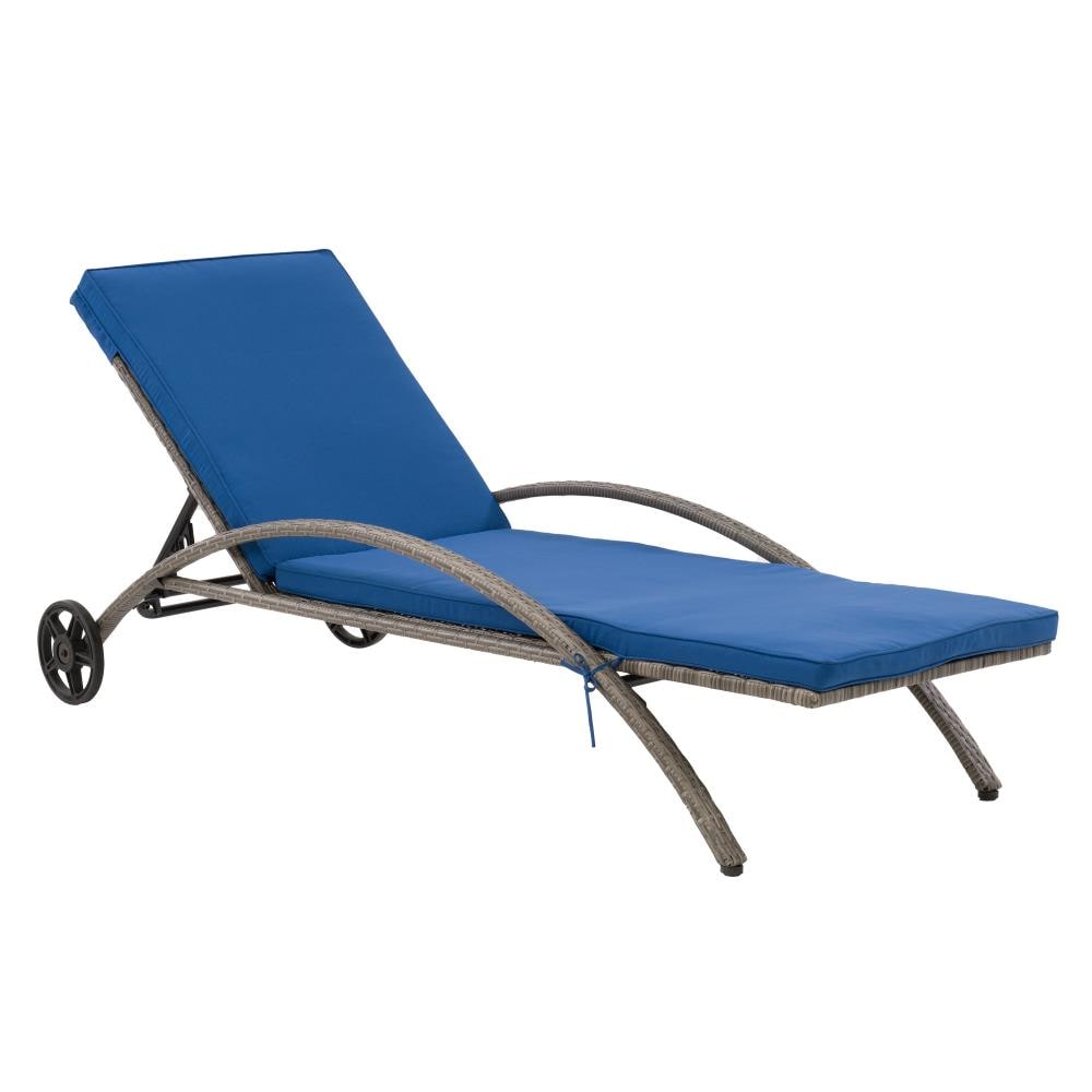 CorLiving Parksville Wicker Blended Grey Metal Frame Stationary Chaise Lounge Chair(s) with Cushioned Seat | PRK-272-L